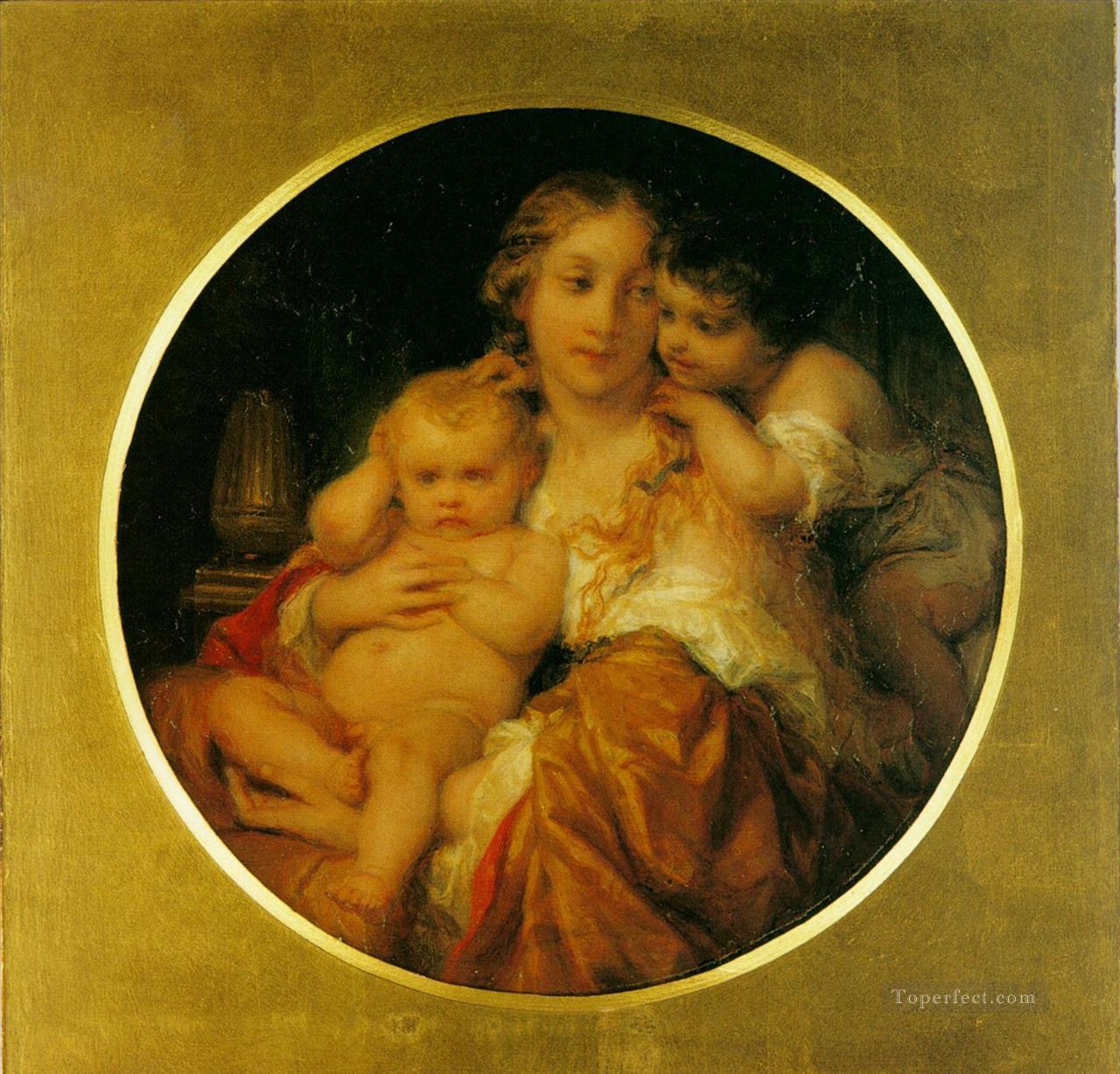 母と子の歴史 イッポリット・ドラローシュ油絵